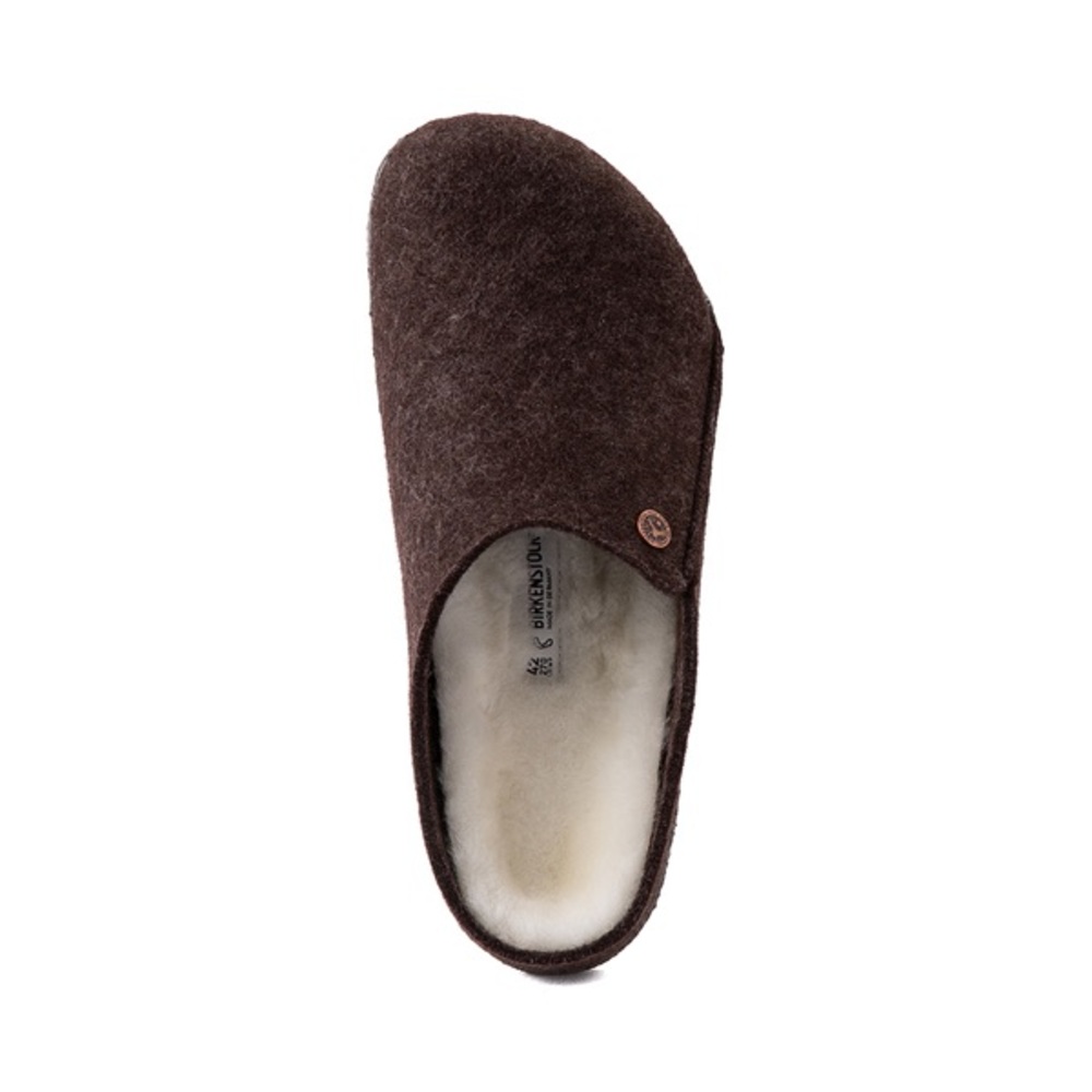 Birkenstock Brown Felt Slip-On Clog with Shearling Lining